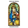 Autocollant Transparent vitrail de saint avec priere H. 10.5 x 6.5 cm pour bougie de neuvaine.
