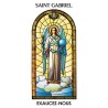 Autocollant Transparent vitrail de saint avec priere H. 10.5 x 6.5 cm pour bougie de neuvaine.