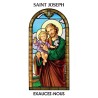 Autocollant Transparent vitrail de saint avec priere H. 10.5 x 6.5 cm pour bougie de neuvaine.