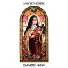 Autocollant Transparent vitrail de saint avec priere H. 10.5 x 6.5 cm pour bougie de neuvaine.