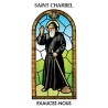 Autocollant Transparent vitrail de saint avec priere H. 10.5 x 6.5 cm pour bougie de neuvaine.