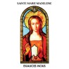 Autocollant Transparent vitrail de saint avec priere H. 10.5 x 6.5 cm pour bougie de neuvaine.