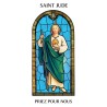 Autocollant Transparent vitrail de saint avec priere H. 10.5 x 6.5 cm pour bougie de neuvaine.