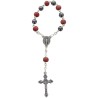 Dizainier sur chaîne en bois et hématite grains Ø 6 mm. Croix métal avec Christ