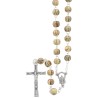 Chapelet grains en bois ronds, Ø 8 mm, chaine couleur argentee, longueur au cœur 36 cm, croix avec Christ differentes couleurs
