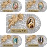 Plaque auto rectangle en aluminium strie, dimensions 2,4 x 4 cm, ornee d une rose. Differents Saints