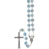 Chapelet grains en bois ronds, Ø 8 mm, chaine couleur argentee, longueur au cœur 36 cm, croix avec Christ differentes couleurs