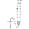 Chapelet grains en bois ronds, Ø 8 mm, chaine couleur argentee, longueur au cœur 36 cm, croix avec Christ differentes couleurs