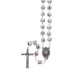 Chapelet grains en bois ronds, Ø 8 mm, chaine couleur argentee, longueur au cœur 36 cm, croix avec Christ differentes couleurs