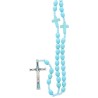 Chapelet sur corde grains en pierre synthetique -Oslash- 8 mm- longueur au c-oelig-ur 24 cm- croix avec Christ- Livre en boite-