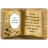 Chevalet en bois forme livre avec bénédiction à poser H. 4 x 6 cm et résine, plusieurs saints.