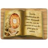 Chevalet en bois forme livre avec bénédiction à poser H. 4 x 6 cm et résine, plusieurs saints.