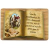 Chevalet en bois forme livre avec bénédiction à poser H. 4 x 6 cm et résine, plusieurs saints.