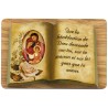 Chevalet en bois forme livre avec bénédiction à poser H. 4 x 6 cm et résine, plusieurs saints.