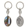 Porte-clés en aluminium de couleur argenté hauteur 3,8 cm, avec résine. Disponible avec plusieurs saints au choix.