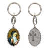 Porte-clés en aluminium de couleur argenté hauteur 3,8 cm, avec résine. Disponible avec plusieurs saints au choix.