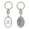 Porte-clés en aluminium de couleur argenté hauteur 3,8 cm, avec résine. Disponible avec plusieurs saints au choix.