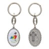 Porte-clés en aluminium de couleur argenté hauteur 3,8 cm, avec résine. Disponible avec plusieurs saints au choix.