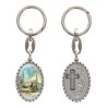 Porte-clés en aluminium de couleur argenté hauteur 3,8 cm, avec résine. Disponible avec plusieurs saints au choix.