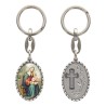 Porte-clés en aluminium de couleur argenté hauteur 3,8 cm, avec résine. Disponible avec plusieurs saints au choix.