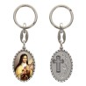 Porte-clés en aluminium de couleur argenté hauteur 3,8 cm, avec résine. Disponible avec plusieurs saints au choix.