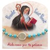 Bracelet sur corde reglable Ø 4 mm, avec carte priere - Existe en differents Saints.