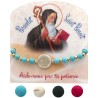 Bracelet sur corde reglable Ø 4 mm, avec carte priere - Existe en differents Saints.
