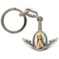 Porte-cles en metal en forme d ancre H. 4 cm avec une resine. Differents Saints