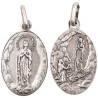 Médaille vieil argent ovale H. 1.9 cm double face ND de Lourdes / Apparition.