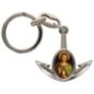 Porte-cles en metal en forme d ancre H. 4 cm avec une resine. Differents Saints