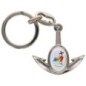 Porte-cles en metal en forme d ancre H. 4 cm avec une resine. Differents Saints