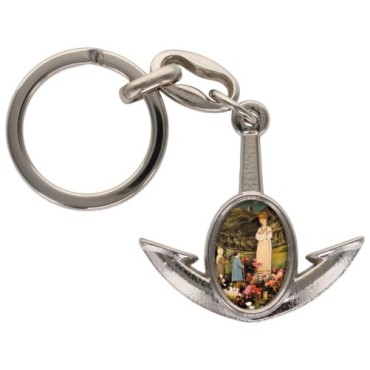Porte-cles en metal en forme d ancre H. 4 cm avec une resine. Differents Saints