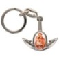 Porte-cles en metal en forme d ancre H. 4 cm avec une resine. Differents Saints