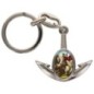 Porte-cles en metal en forme d ancre H. 4 cm avec une resine. Differents Saints