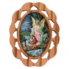 Plaque auto en bois d olivier hauteur 3 cm avec resine. Disponible avec differents Saints.
