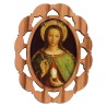 Plaque auto en bois d olivier hauteur 3 cm avec resine. Disponible avec differents Saints.