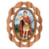 Plaque auto en bois d olivier hauteur 3 cm avec resine. Disponible avec differents Saints.