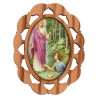 Plaque auto en bois d olivier hauteur 3 cm avec resine. Disponible avec differents Saints.