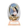 Petit chevalet alu strié sur socle bois à poser H. 5,5 cm avec résine, plusieurs saints.