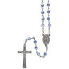Chapelet grains semi cristal a facettes, Ø 5 mm sur chaine, croix avec Christ plus boite
