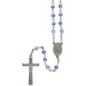 Chapelet grains semi cristal a facettes, Ø 5 mm sur chaine, croix avec Christ plus boite