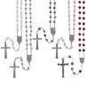 Chapelet sur chaine avec grains a facettes en semi-cristal -Oslash- 7 mm et croix avec Christ- Existe de differentes couleurs-