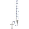 Chapelet sur chaine avec grains a facettes en semi-cristal -Oslash- 7 mm et croix avec Christ- Existe de differentes couleurs-