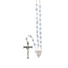 Chapelet grains semi-cristal avec coupelles argentee , Ø 4 mm sur chaine et croix avec Christ+boite.