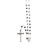 Chapelet grains semi-cristal avec coupelles argentee , Ø 4 mm sur chaine et croix avec Christ+boite.