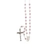 Chapelet grains semi-cristal avec coupelles argentee , Ø 4 mm sur chaine et croix avec Christ+boite.
