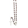 Chapelet grains en bois, Ø 6 mm, chaine couleur argentee, longueur au cœur 36 cm, croix avec Christ.