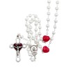 Chapelet du Sacre Cœur Jésus pater forme cœur, Ø 7 mm sur chaine et croix avec Christ plus boite
