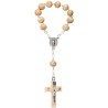 Dizainier sur chaine en bois grains guilloches Ø 7 mm croix bois avec Christ.