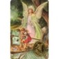 Carte priere plastifiee avec poincon dore imitation medaille H.8.5 x 5.4 cm, plusieurs saints.